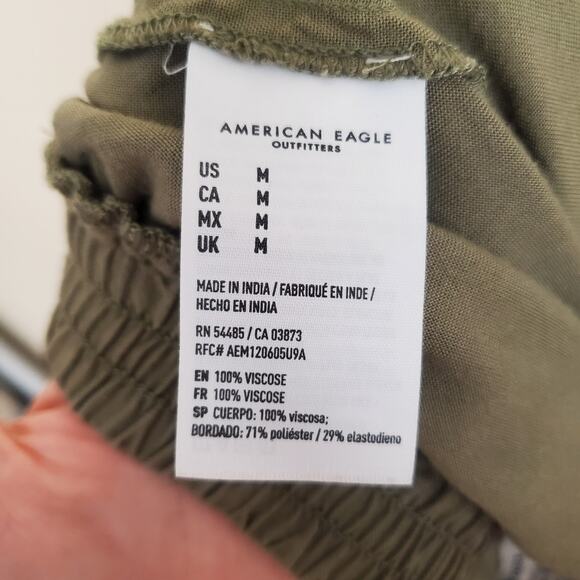 American Eagle Ruffle Shorts Olive Green Medium - Picture 6 of 7